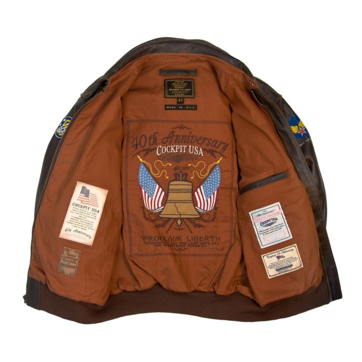 Cazadora Cockpit 40th Anniversary Bottoms Up A-2 Pinup Z21T008 Cockpit USA Cazadora de Piloto Hombre