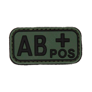 Blood Type AB POS PVC Green Patch with Velcro