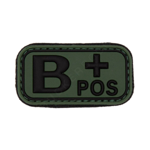 Blood Type B POS PVC Green Patch with Velcro