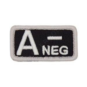 Blood Type A NEG Black Cloth Patch with Velcro