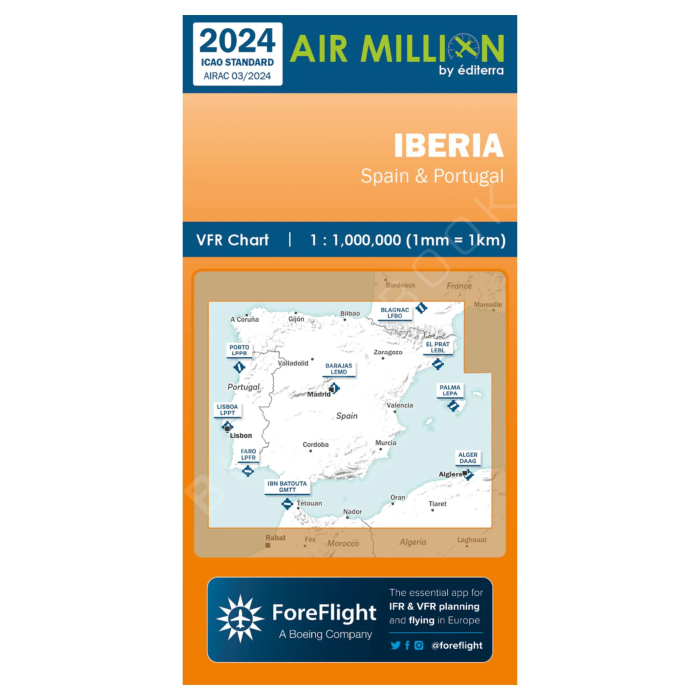 Air Million VFR Iberia 2024 Chart VFR Flight Charts 3760249830796 BuckerBook €21.90 Editerra