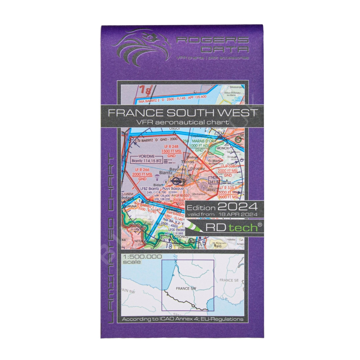 Carta Rogers Data VFR Francia Suroeste 2024 Cartas de Vuelo VFR 9783990920152 BuckerBook 29,90 € Rogers Data