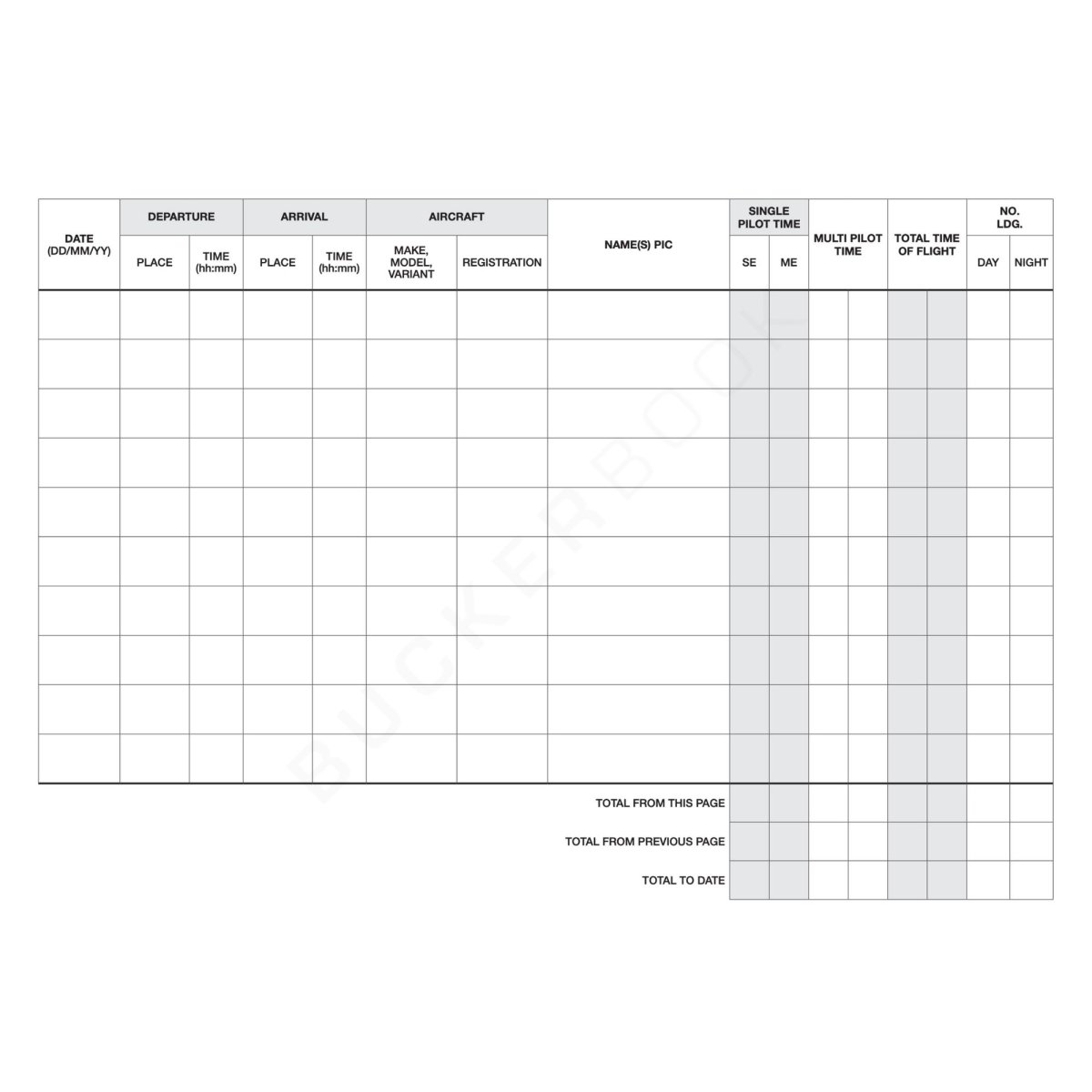 Logbook Piloto The Standard ASA - EASA FCL Logbooks / Diarios de Vuelo 9781619546233 BuckerBook 19,95 € ASA