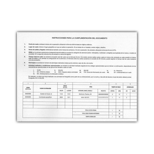 Logbook del Piloto Remoto - RPAS Ministerio de Fomento TA0071 Mº Fomento Logbooks / Diario de Vuelo 2
