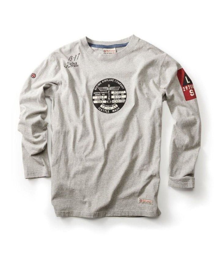 Camiseta B17 Manga Larga M-LST-B17CA-GY-SM RED CANOE Camisetas Aviación