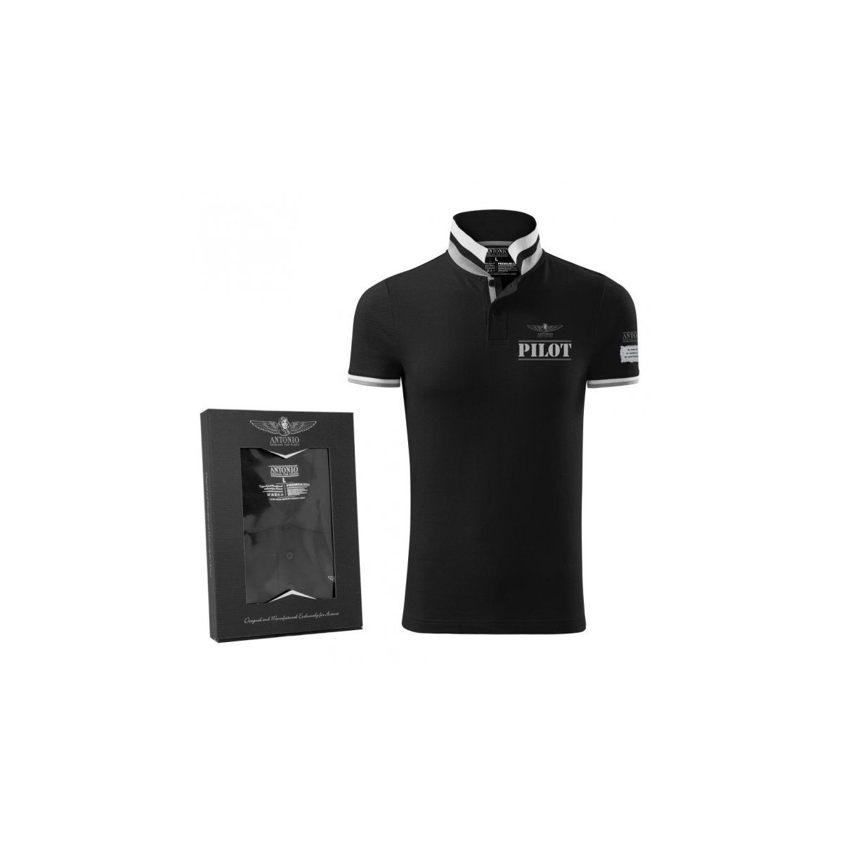 Polo Antonio - Original for Pilots Negro Aviation Polo Shirts 9455110375547 BuckerBook €48.95 A O F P