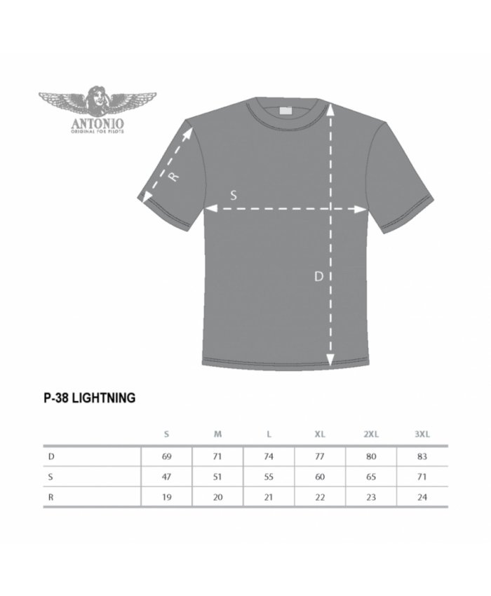 Camiseta P-38 Lightning CAM.P-38 A O F P Camisetas Aviación