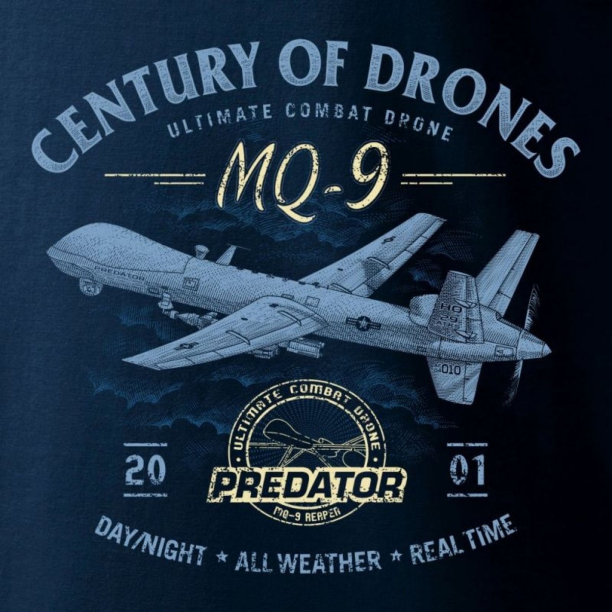 Camiseta MQ-9 Reaper Predator CAM.MQ-9 A O F P Camisetas Aviación