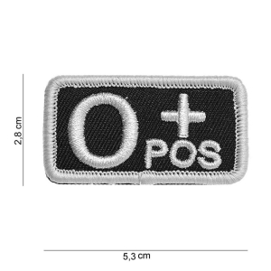 Blood Type 0 POS Black Cloth Patch with Velcro