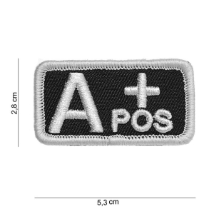 Blood Type A POS Black Cloth Patch with Velcro