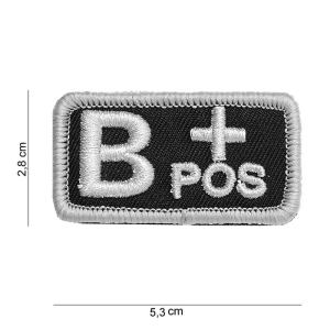 Blood Type B POS Black Cloth Patch with Velcro