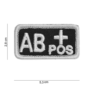 Blood Type AB POS Black Cloth Patch with Velcro