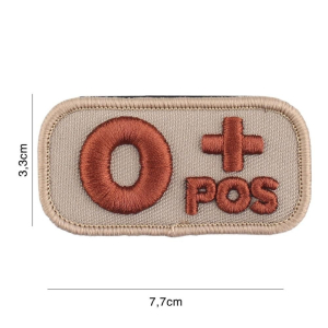 Blood Type 0 POS Coyote Cloth Patch with Velcro