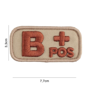 Blood Type B POS Coyote Cloth Patch with Velcro