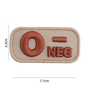 Blood Type 0 NEG Coyote Cloth Patch with Velcro