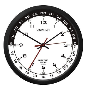 Reloj de Pared 10" Dispatch Dual Time Blanco - Negro