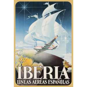 Cartel Decorativo Iberia DC-4 Skymaster Vintage