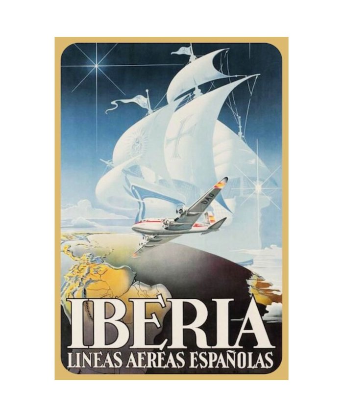 Poster Iberia DC-4 Skymaster Vintage AV0007  Pósters de Aviones