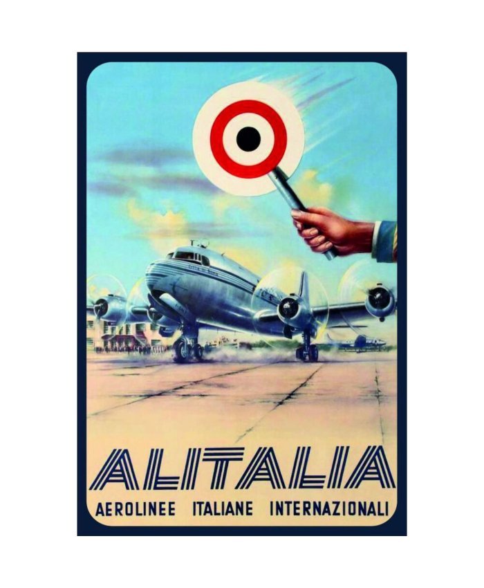 Poster Alitalia DC-4 Skymaster Vintage AV0009  Pósters de Aviones