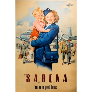 Sabena Belgian Air Lines Vintage Metal Decorative Sign