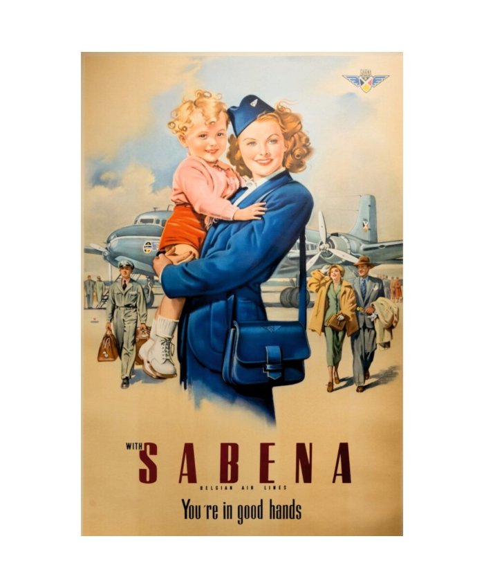Poster SABENA Belgian Air Lines Vintage V4-SABENA  Pósters Aviación
