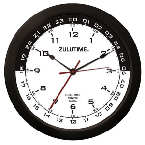 Reloj de Pared Hora Zulu Time Negro-Blanco