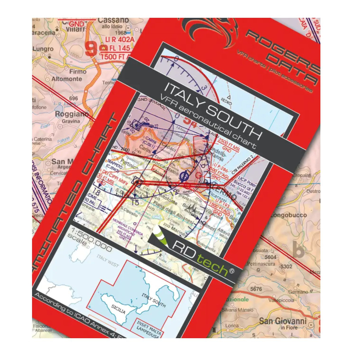 Roger Data VFR Charter Italy South 2023 VFR Flight Charts 9783990920251 BuckerBook €29.90 Rogers Data