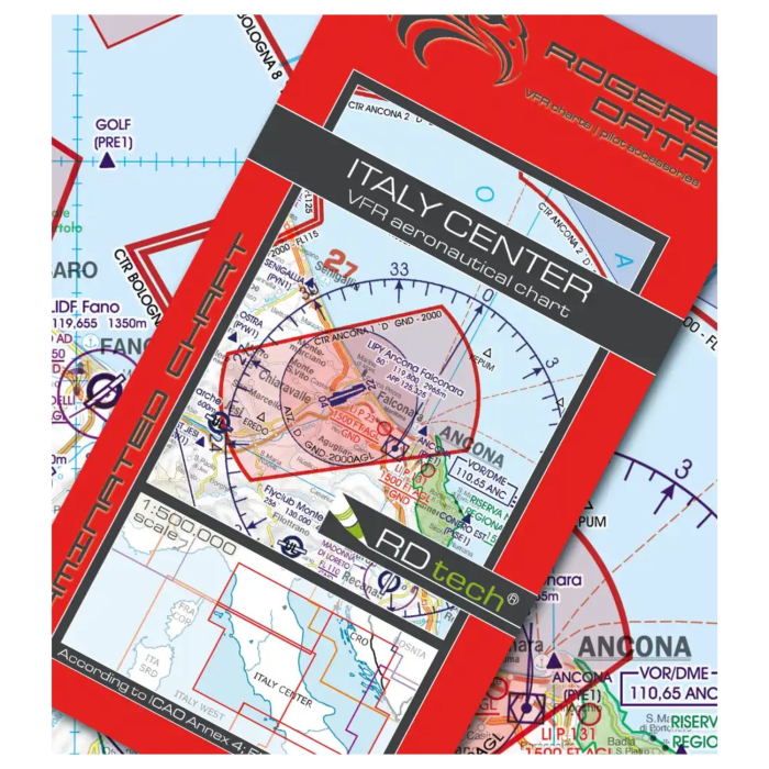 Roger Data VFR Charter Italy Center 2023 VFR Flight Charts 9783990920244 BuckerBook €29.90 Rogers Data