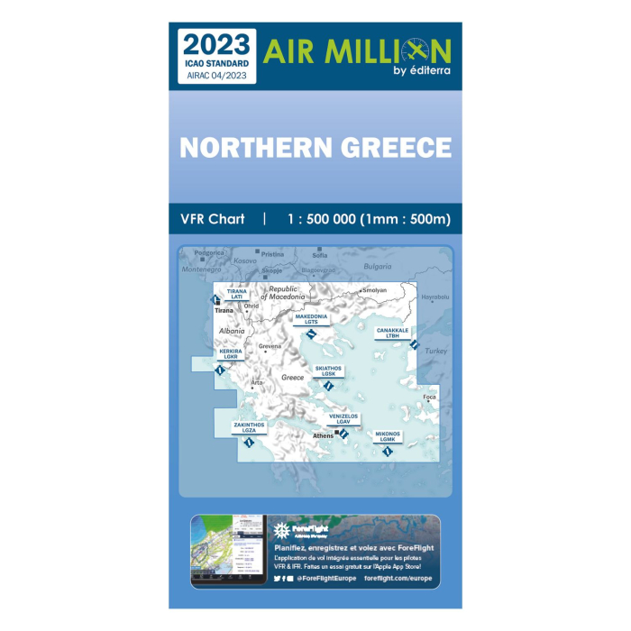 Air Million VFR Northern Greece 2023 Chart VFR Flight Charts 3760249830598 BuckerBook €21.90 Editerra