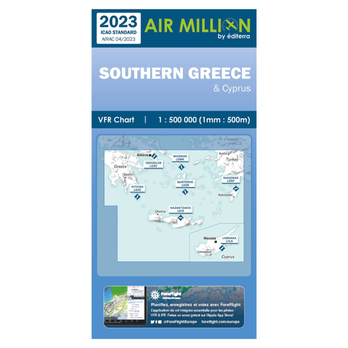 Air Million VFR Southern Greece 2023 Chart VFR Flight Charts 3760249830581 BuckerBook €21.90 Editerra