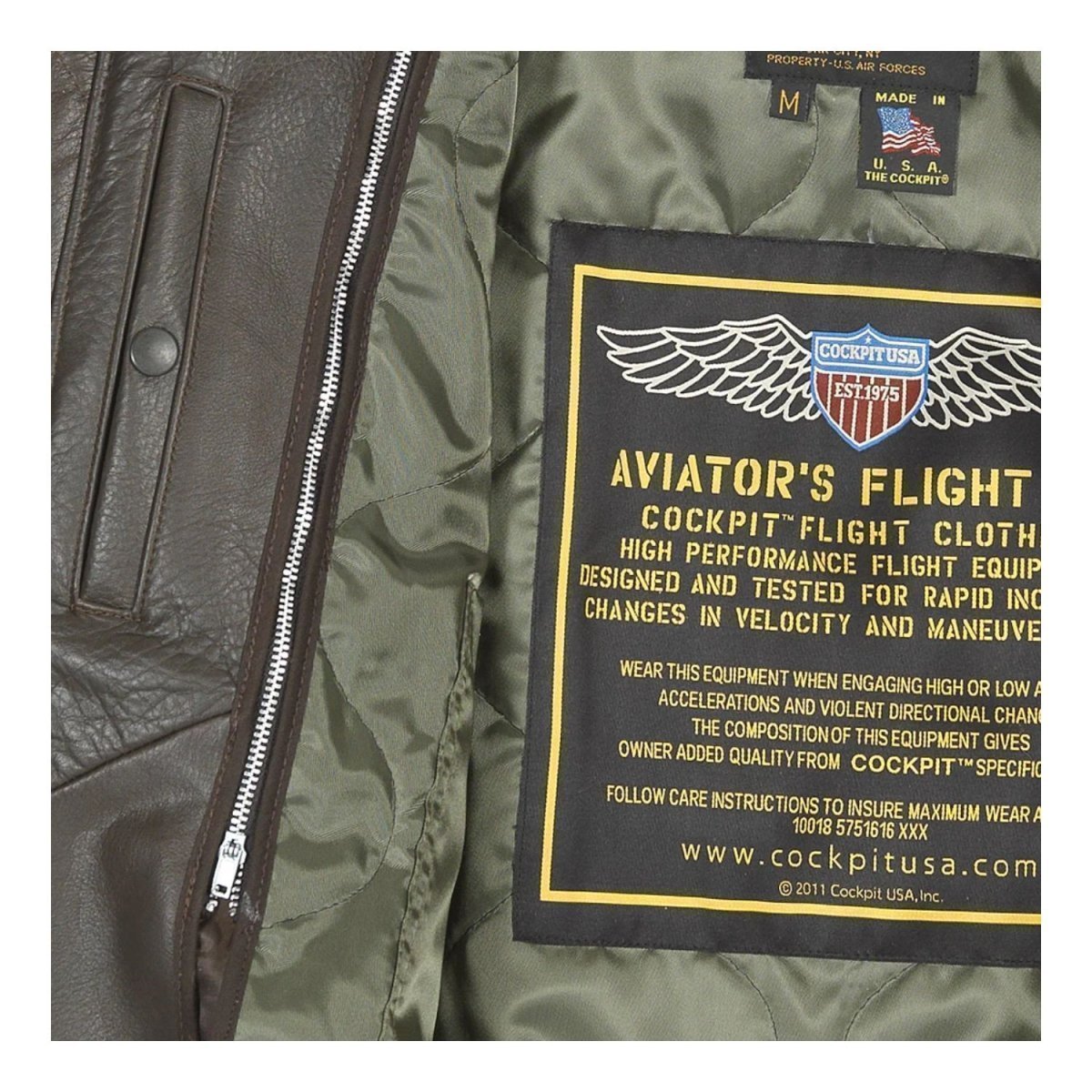 Chaqueta de vuelo de piel B-15 Z27H02 Cockpit USA Cazadora de Piloto Hombre