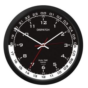 Reloj de Pared 10" Dispatch Dual Time Negro y Blanco