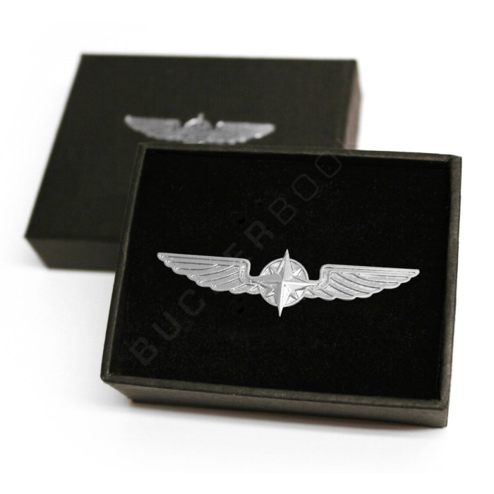 Silver Pilot Wings Badge 5cm Badges  BuckerBook €9.90 Design 4 Pilots