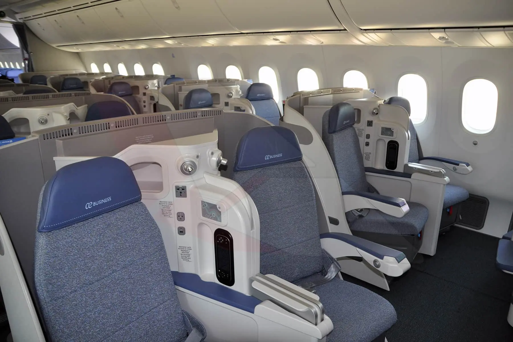 Interior de la clase Business de un B787-9 de Air Europa, un modelo que dispone de Wi-Fi a bordo