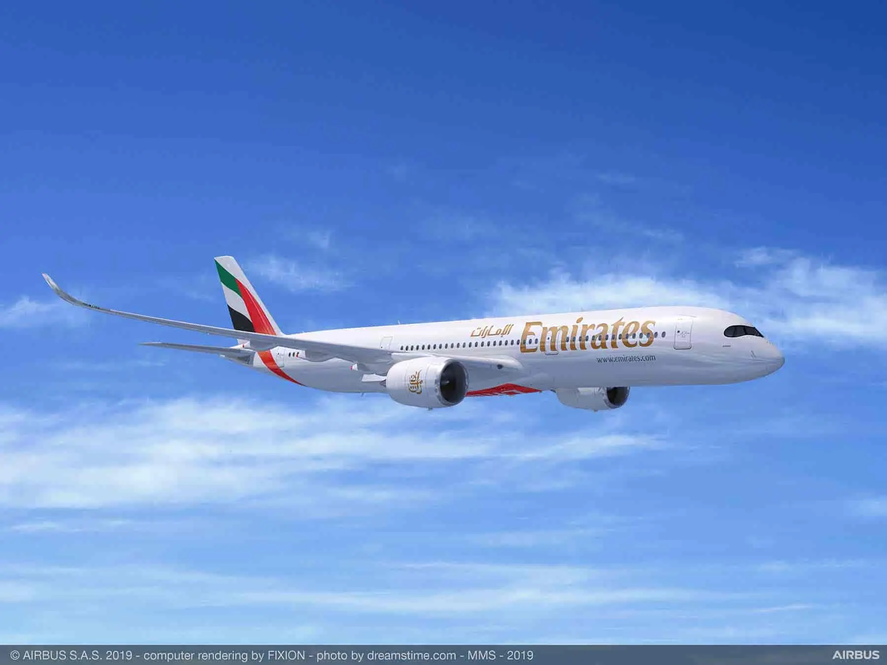 Recreación de Airbus sobre el futuro A350 de Emirates