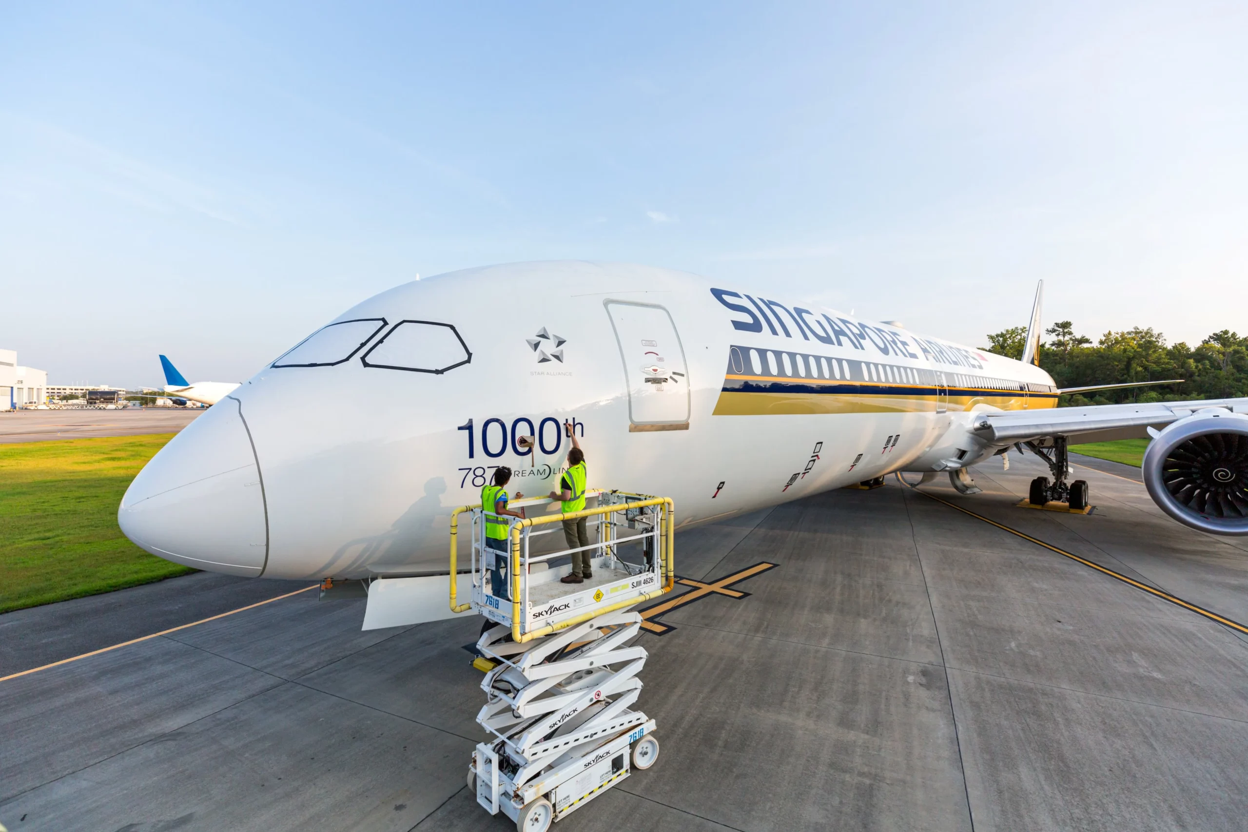 El 787 número 1.000 fabricado y entregado fue un 787-10 para Singapore Airlines. Foto: Boeing