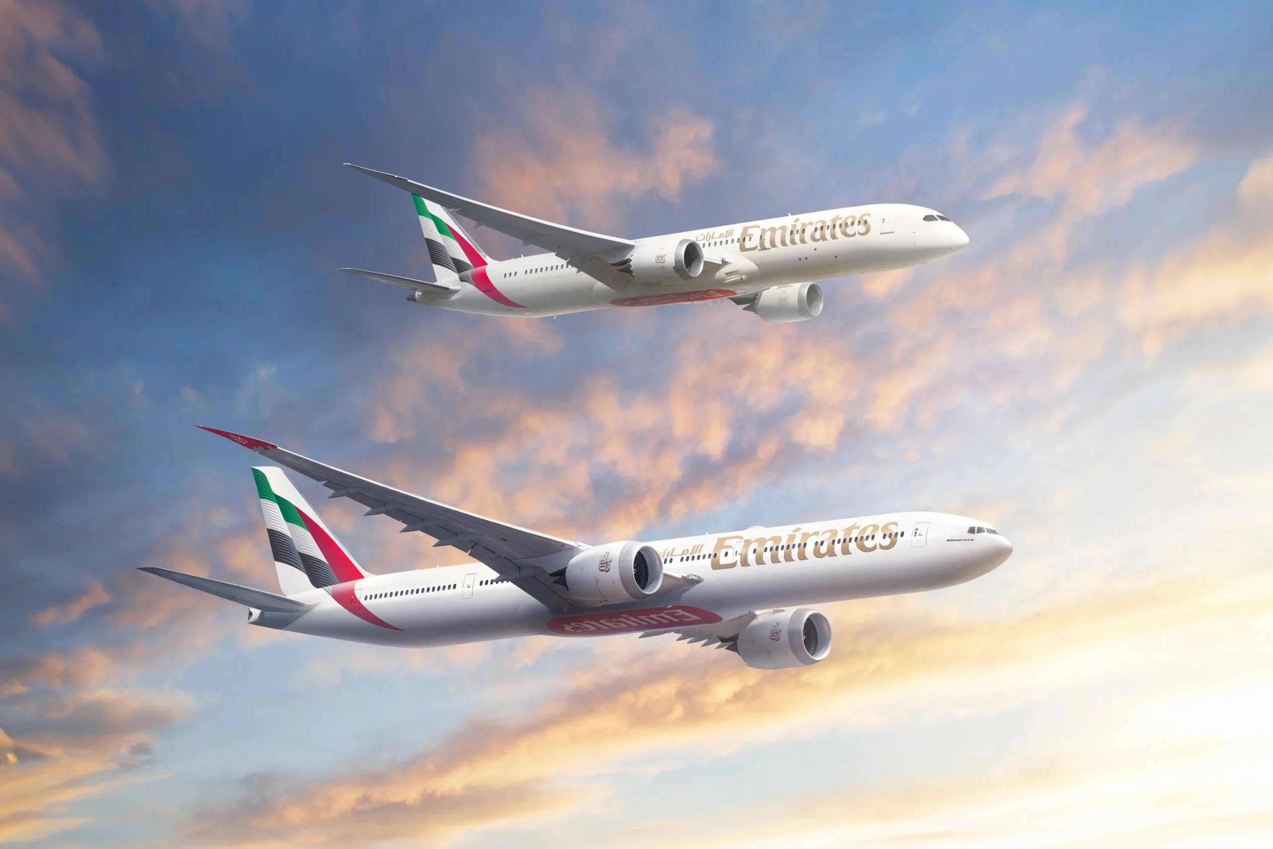 Los 787 y 777X son, de momento, solo renders de lo que próximamente recibirá Emirates. Foto: Boeing.