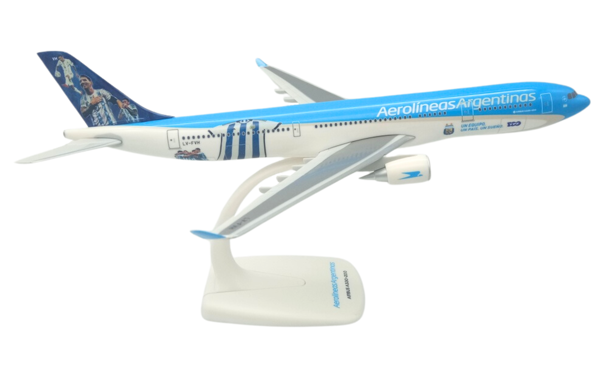 Modelo A Escala 1:200 Airbus A330-200 Aerolíneas Argentinas 'Football Team' – Avión Coleccionable Premontado